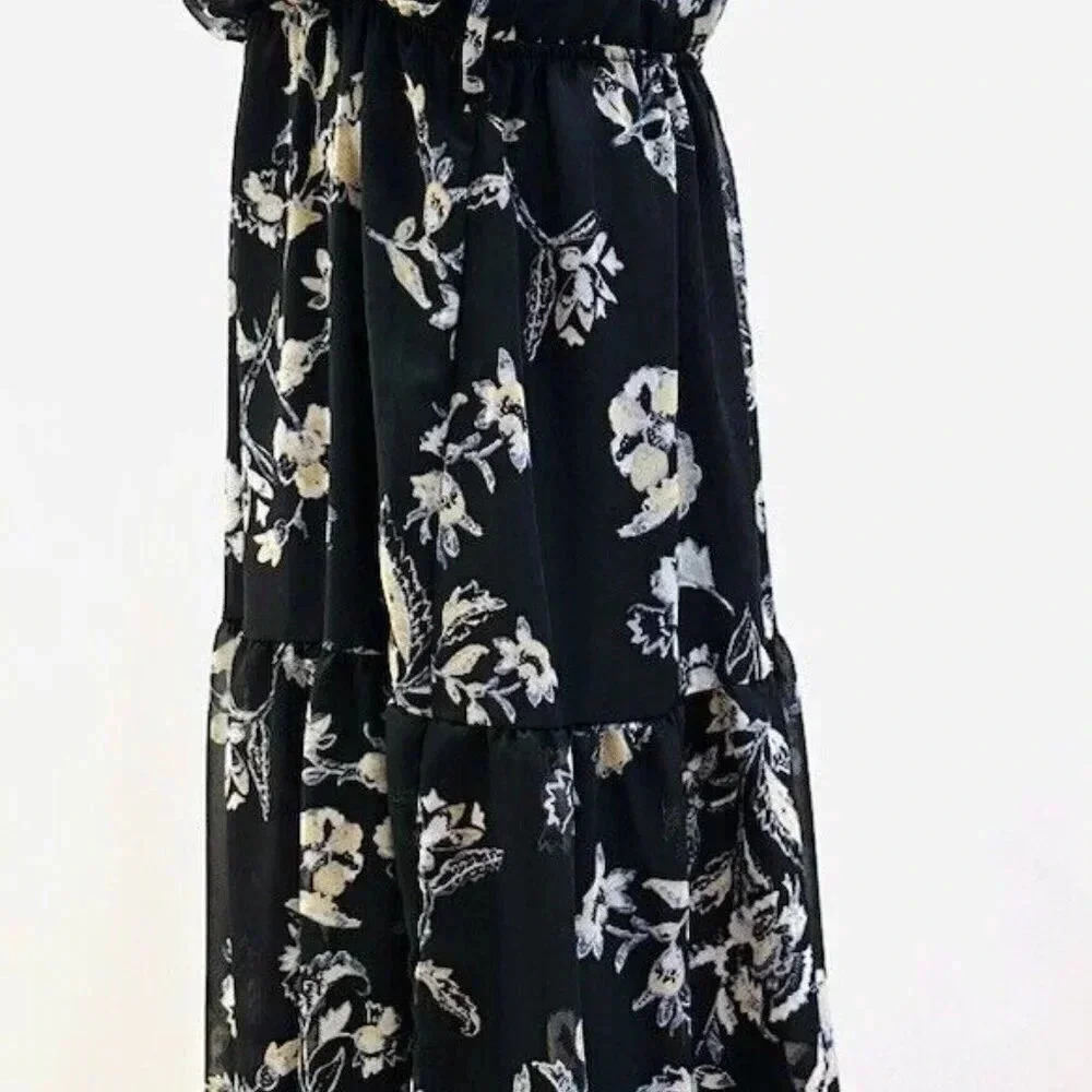 NWT WALLFLOWER Women Sleeveless Pullover High Neck Lined Floral Maxi Dress Large - Picture 5 of 13